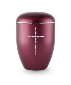 Urne swarovski rood met swarovski kruis