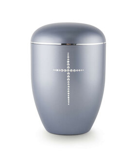 Urne swarovski grijs met swarovski kruis