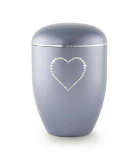 Urne swarovski grijs met swarovski hart