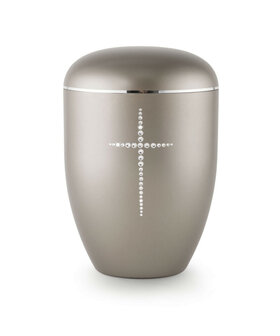 Urne swarovski bruin met swarovski kruis