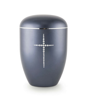 Urne swarovski blauw met swarovski kruis