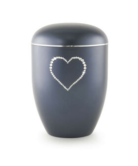 Urne swarovski blauw met swarovski hart