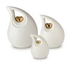 Mini -urne in keramiek smal - druppel - wit met gouden hartje -  H:17cm-0.8L