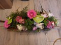 bloemen langwerpig paarse tinten met houten afwerking